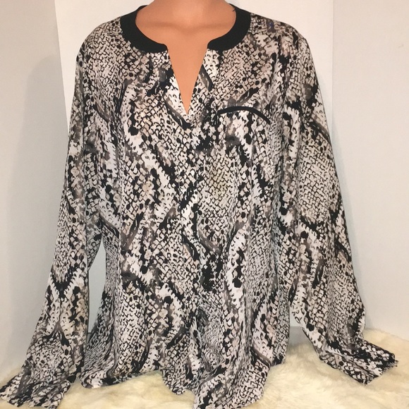 Worthington Tops - Silky Worthington Snakeskin Styled Blouse Top 2X